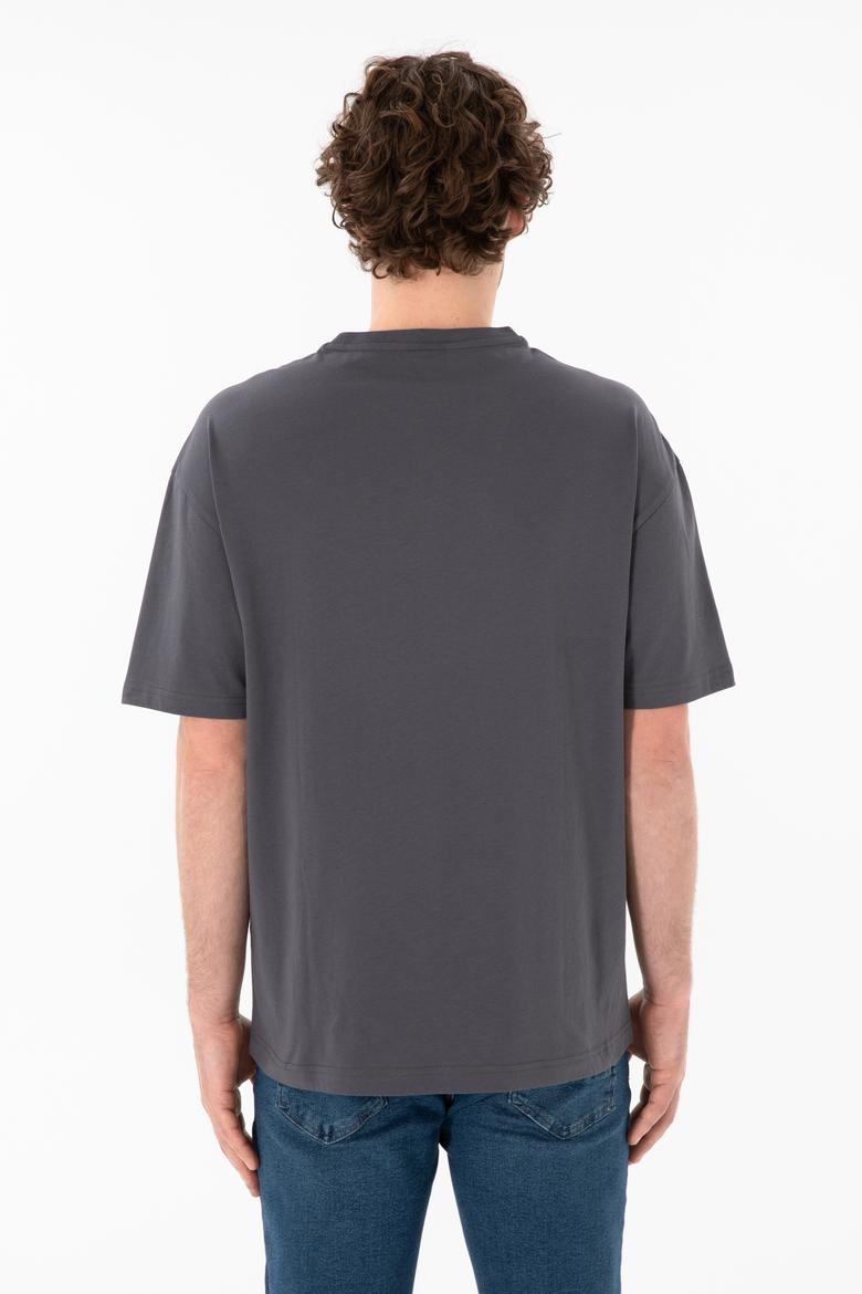 Erkek Comfort Fit Bisiklet Yaka Antrasit Tişört - 50306017070