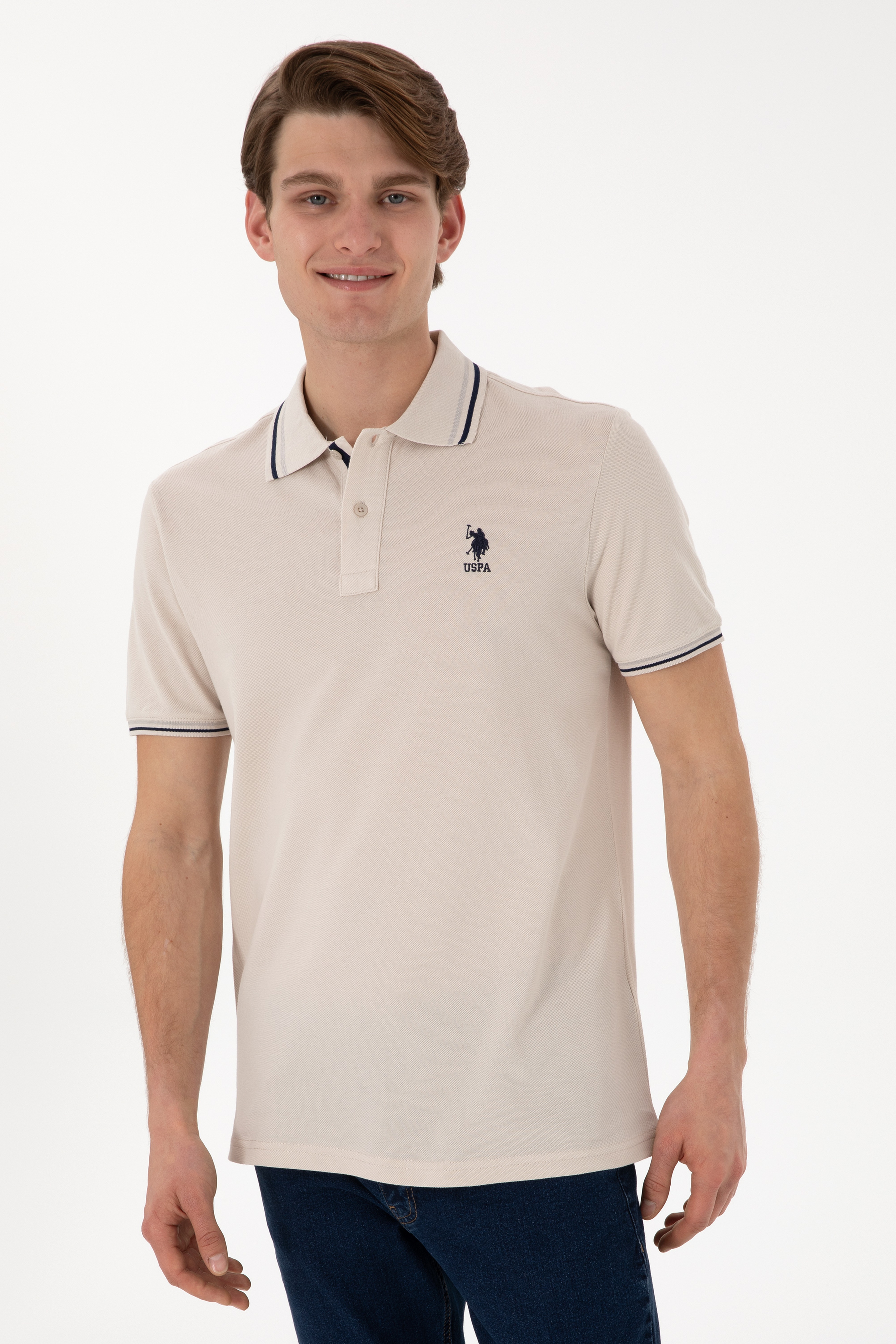 Erkek Regular Fit Polo Yaka Taş Basic Tişört