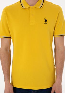 Erkek Regular Fit Polo Yaka Sarı Basic Tişört - 50306011178