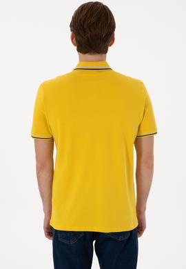 Erkek Regular Fit Polo Yaka Sarı Basic Tişört - 50306011178