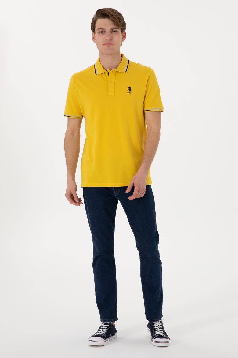 Erkek Regular Fit Polo Yaka Sarı Basic Tişört - 50306011178