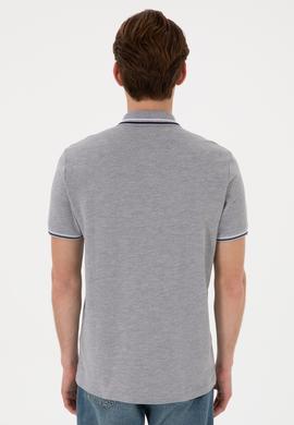 Erkek Regular Fit Polo Yaka Gri Melanj Basic Tişört - 50306011148