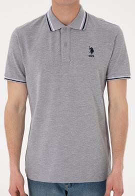 Erkek Regular Fit Polo Yaka Gri Melanj Basic Tişört - 50306011148