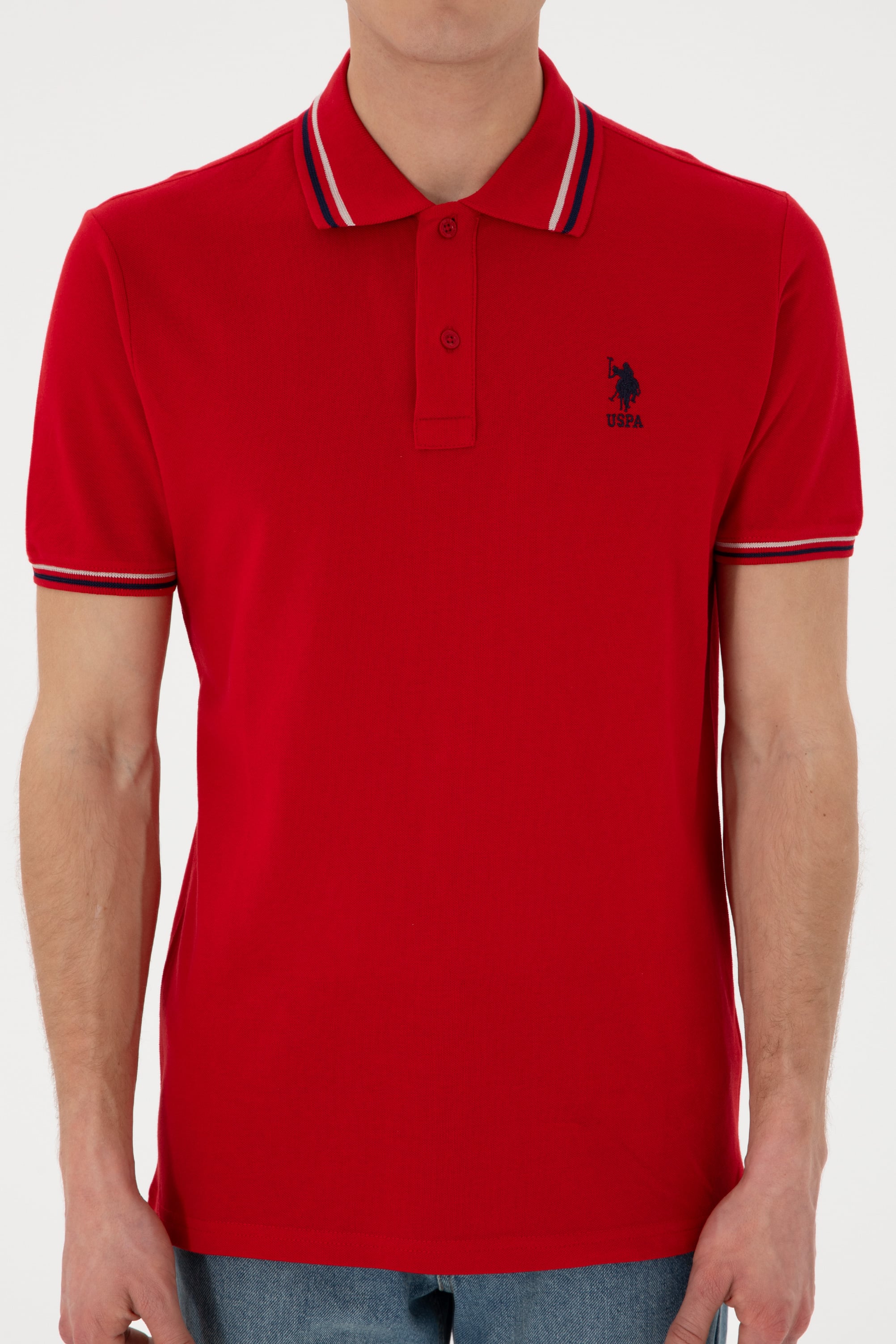 Erkek Regular Fit Polo Yaka Kırmızı Basic Tişört - Image 7