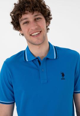 Erkek Regular Fit Polo Yaka Kobalt Mavi Basic Tişört - 50306011158
