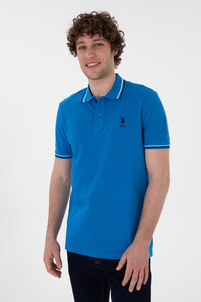 Erkek Regular Fit Polo Yaka Kobalt Mavi Basic Tişört - 50306011158