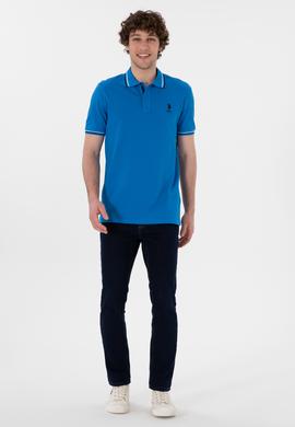 Erkek Regular Fit Polo Yaka Kobalt Mavi Basic Tişört - 50306011158