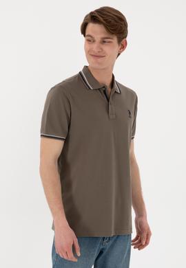 Erkek Regular Fit Polo Yaka Vizon Basic Tişört - 50306011207