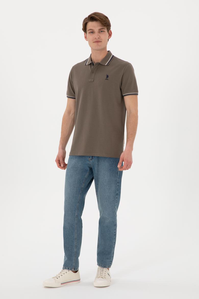 Erkek Regular Fit Polo Yaka Vizon Basic Tişört - 50306011207