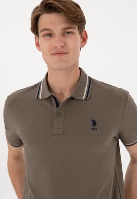 Erkek Regular Fit Polo Yaka Vizon Basic Tişört - 50306011207