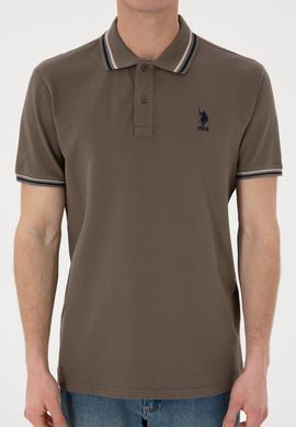 Erkek Regular Fit Polo Yaka Vizon Basic Tişört - 50306011207