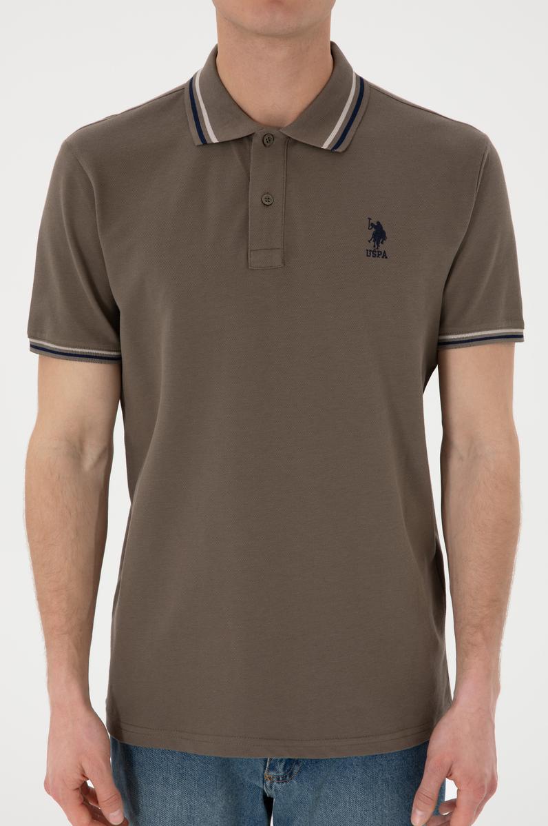 Erkek Regular Fit Polo Yaka Vizon Basic Tişört