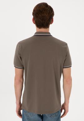 Erkek Regular Fit Polo Yaka Vizon Basic Tişört - 50306011207