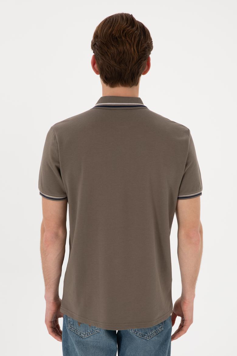 Erkek Regular Fit Polo Yaka Vizon Basic Tişört - 50306011207