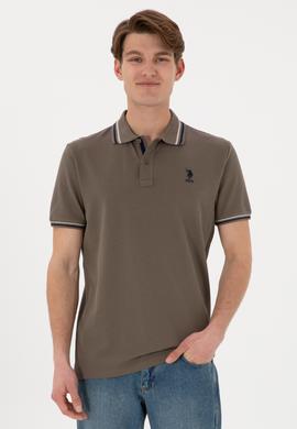 Erkek Regular Fit Polo Yaka Vizon Basic Tişört - 50306011207