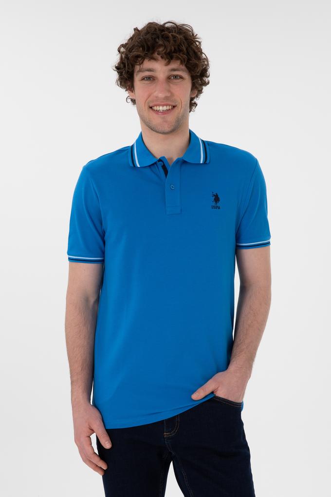 Erkek Regular Fit Polo Yaka Kobalt Mavi Basic Tişört