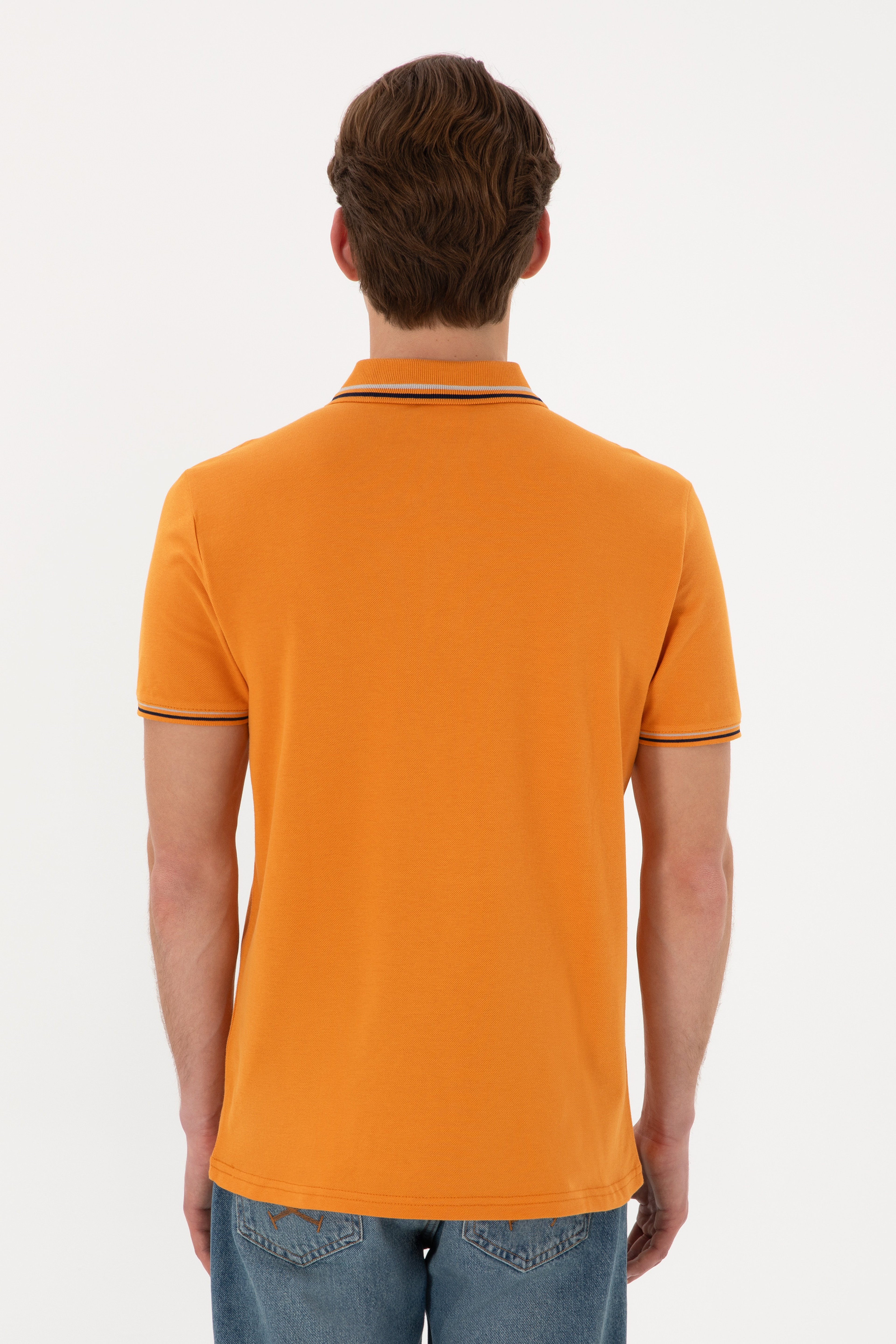 Erkek Regular Fit Polo Yaka Kiremit Basic Tişört - Image 6
