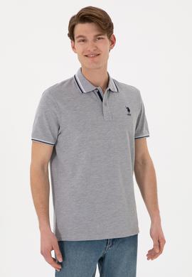 Erkek Regular Fit Polo Yaka Gri Melanj Basic Tişört - 50306011148