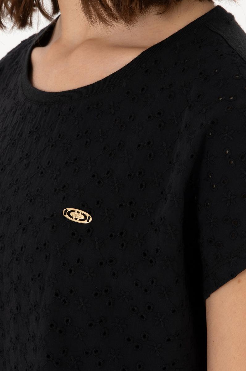 Kadın Siyah Fisto Bisiklet Yaka Tişört