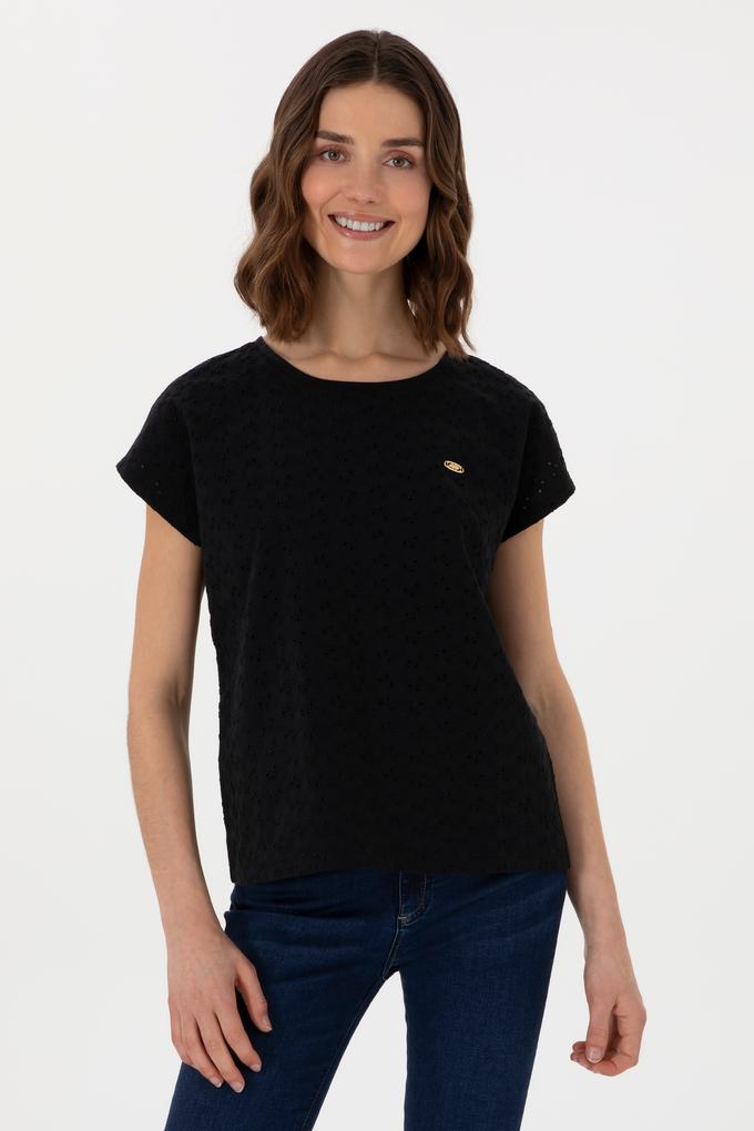 Kadın Siyah Fisto Bisiklet Yaka Tişört