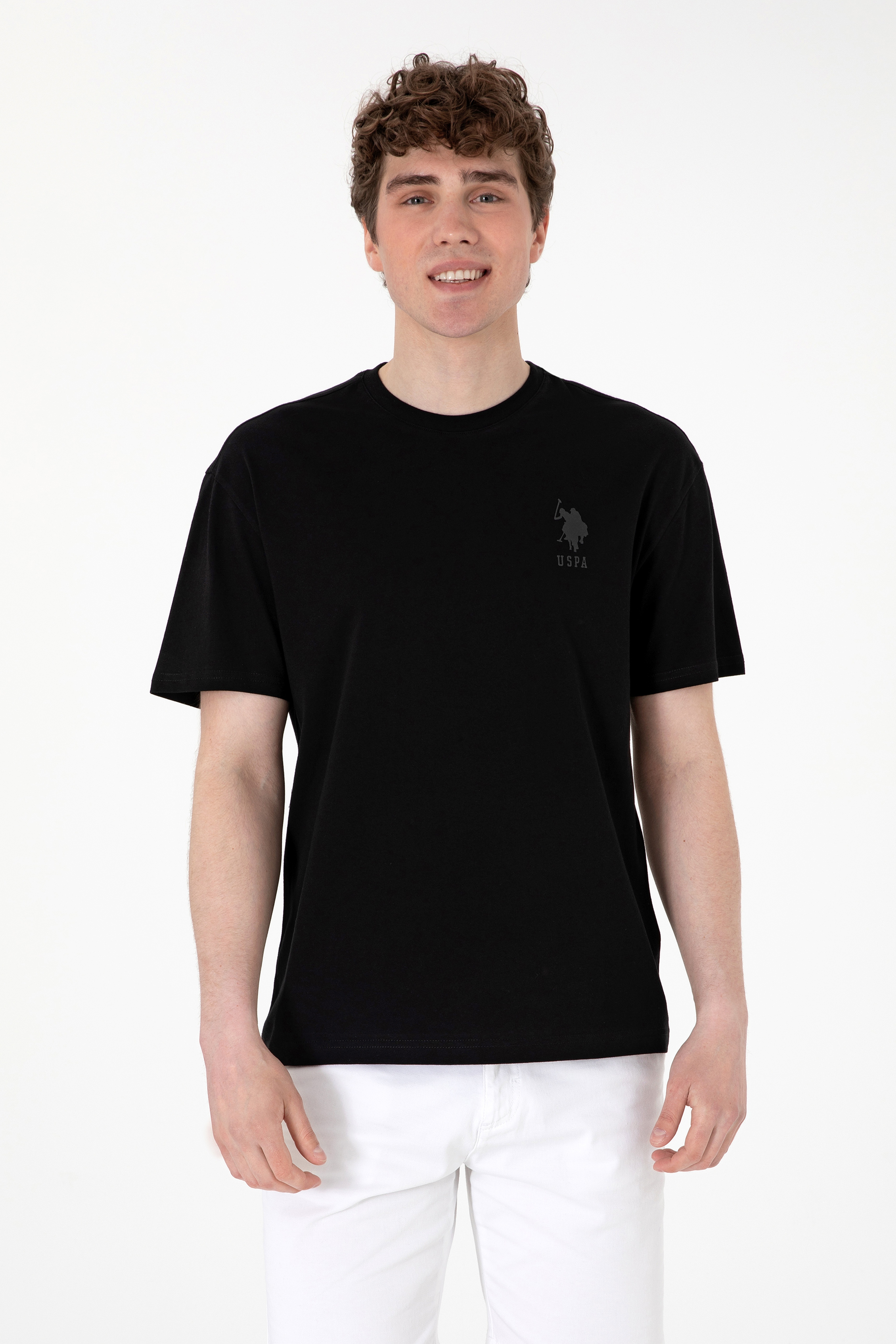 Erkek Comfort Fit Bisiklet Yaka Siyah Tişört - Image 1