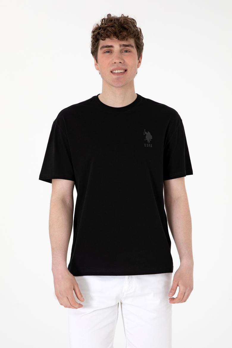 Erkek Comfort Fit Bisiklet Yaka Siyah Tişört