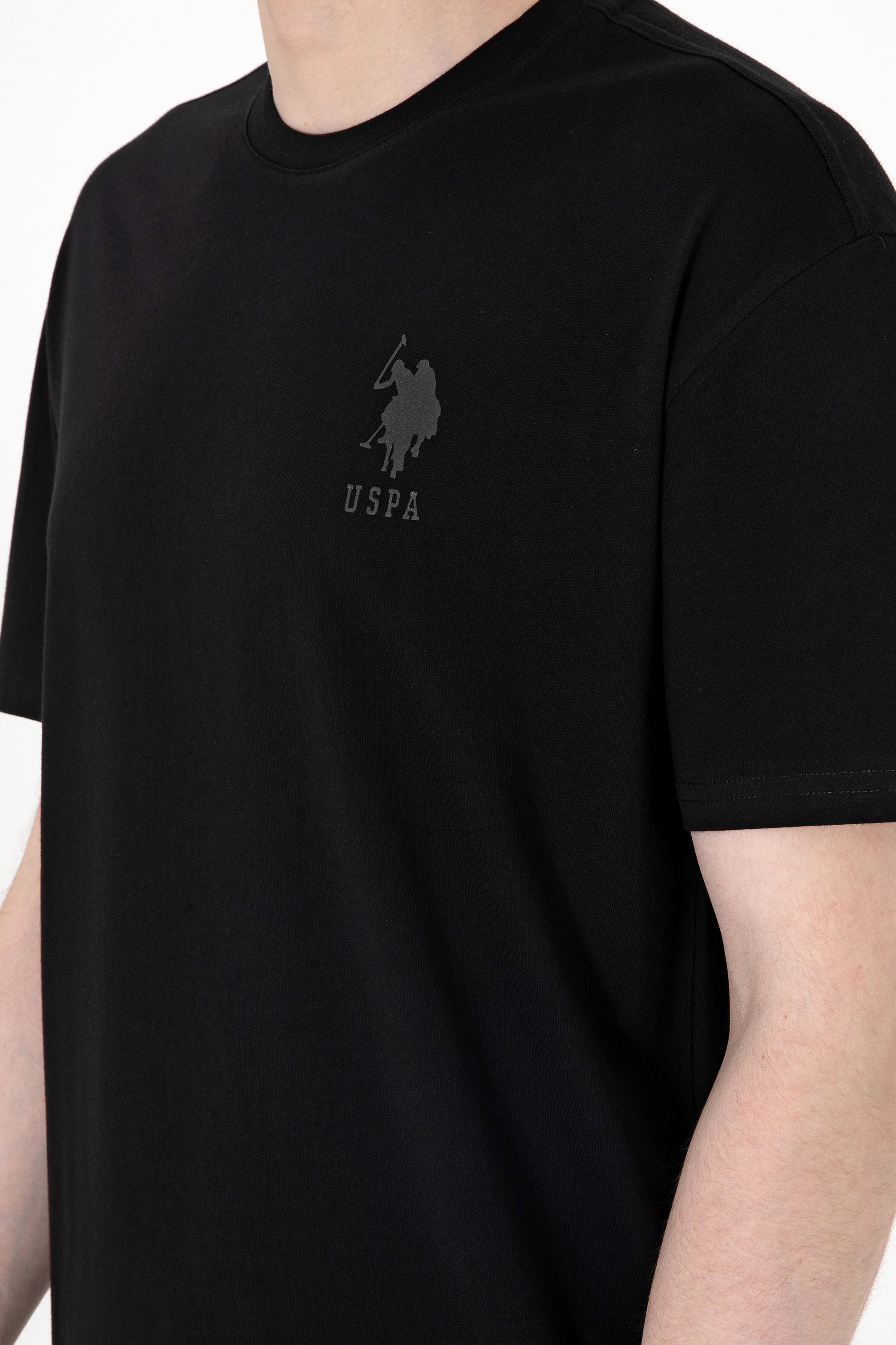 Erkek Comfort Fit Bisiklet Yaka Siyah Tişört