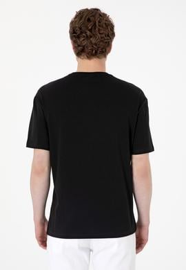 Erkek Comfort Fit Bisiklet Yaka Siyah Tişört - 50305873026