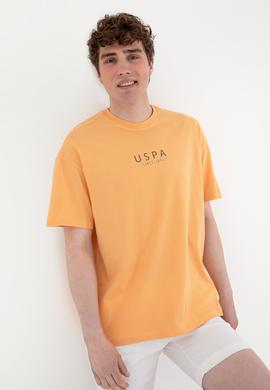 Erkek Oversize Fit Bisiklet Yaka Turuncu Tişört - 50299543026