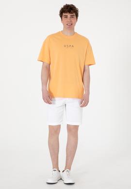 Erkek Oversize Fit Bisiklet Yaka Turuncu Tişört - 50299543026