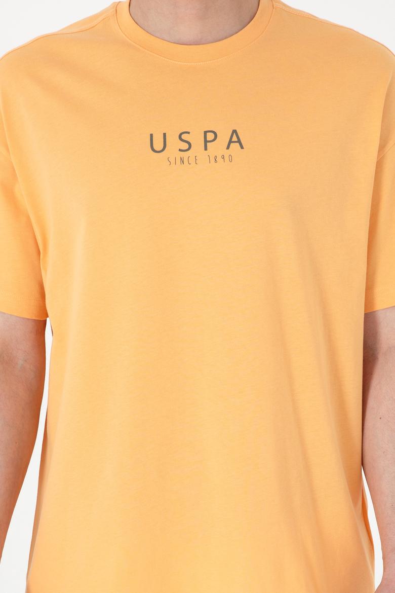 Erkek Oversize Fit Bisiklet Yaka Turuncu Tişört - 50299543026