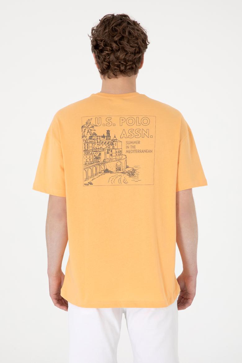 Erkek Oversize Fit Bisiklet Yaka Turuncu Tişört - 50299543026