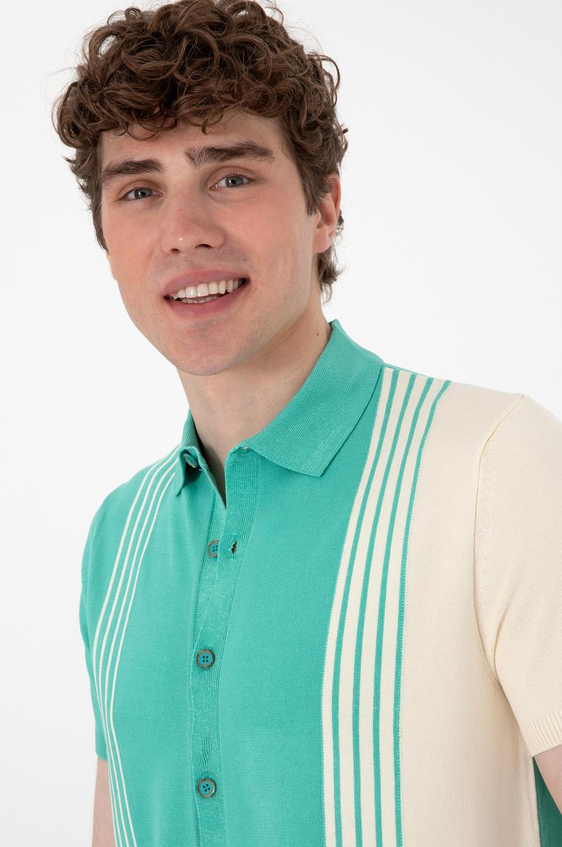 Erkek Regular Fit Mint Triko Gömlek