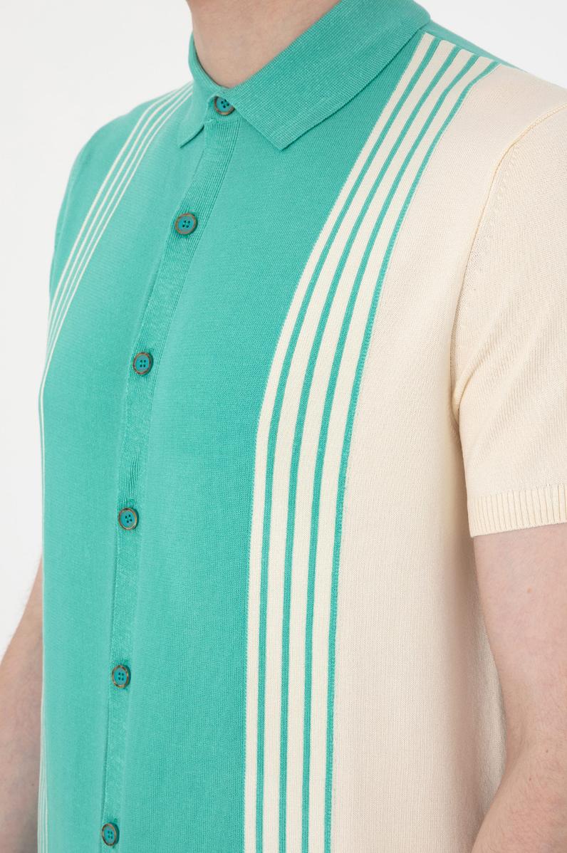 Erkek Regular Fit Mint Triko Gömlek