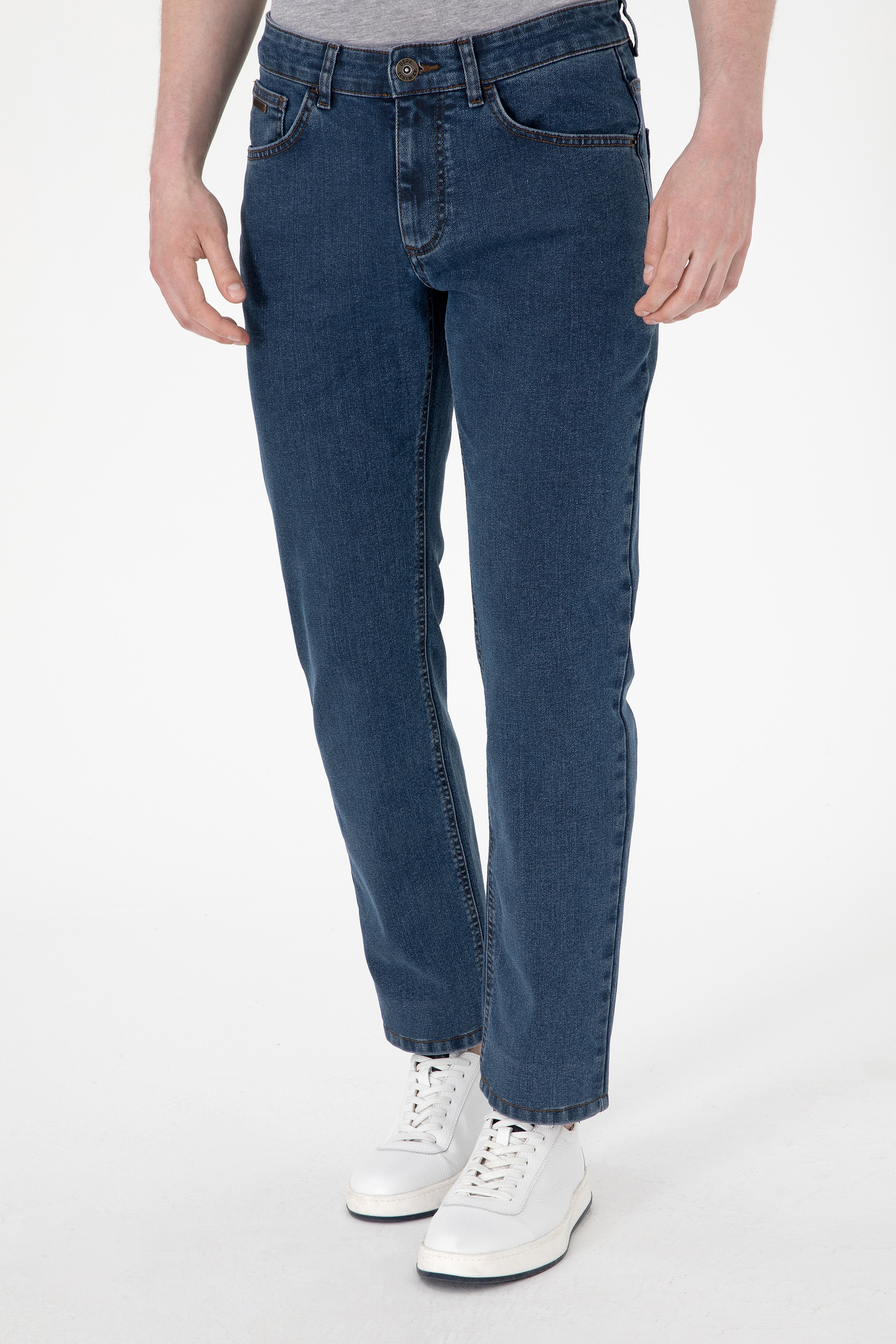 Erkek Mavi Straight Jean Pantolon - Image 2