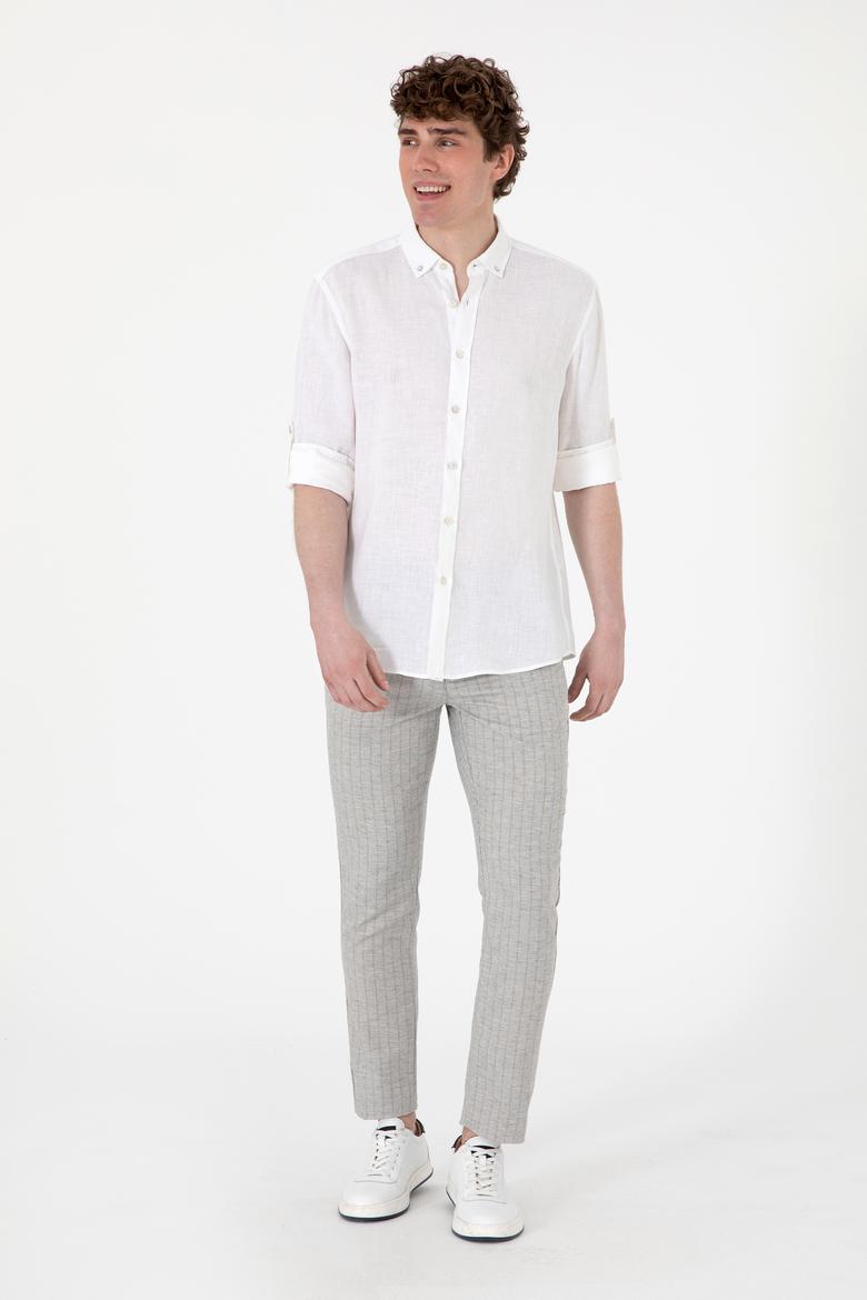 Erkek Açık Gri Kanvas Pantolon