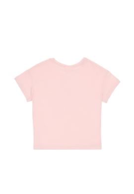 Kız Çocuk Pudra Bisiklet Yaka Pamuk Payet Yıldız Baskılı Tişört - 50306199001