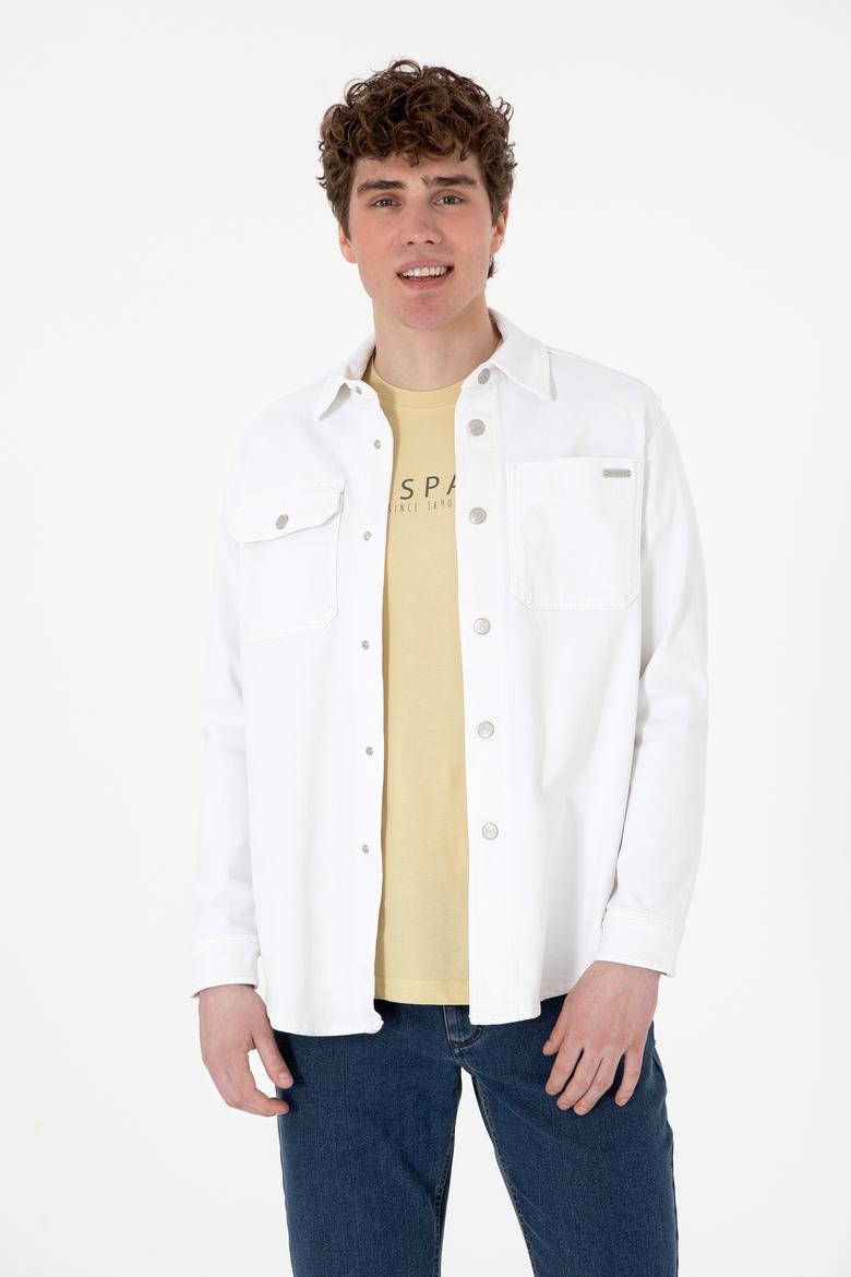 Erkek Ekru Jean Gömlek