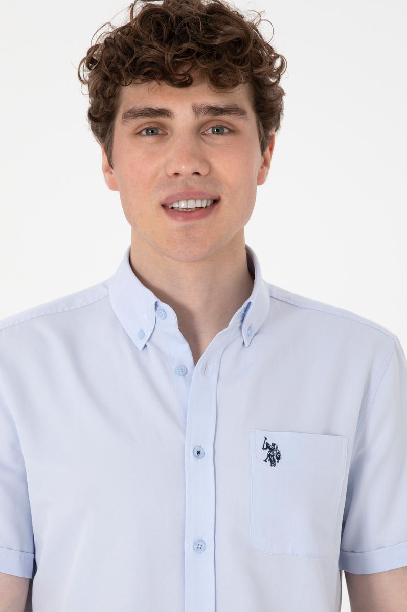 Erkek Açık Mavi Kısa Kollu Gömlek