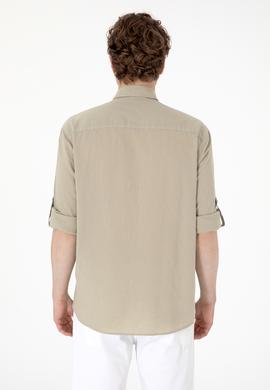 Erkek Haki Uzun Kollu Basic Gömlek - 50297868088