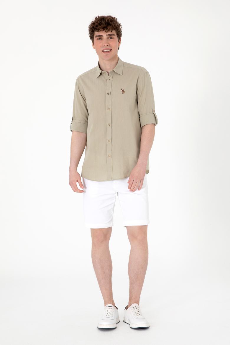 Erkek Haki Uzun Kollu Basic Gömlek - 50297868088