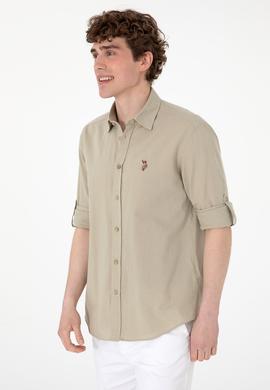 Erkek Haki Uzun Kollu Basic Gömlek - 50297868088