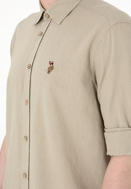 Erkek Haki Uzun Kollu Basic Gömlek - 50297868088