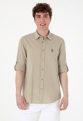 Erkek Haki Uzun Kollu Basic Gömlek - 50297868088