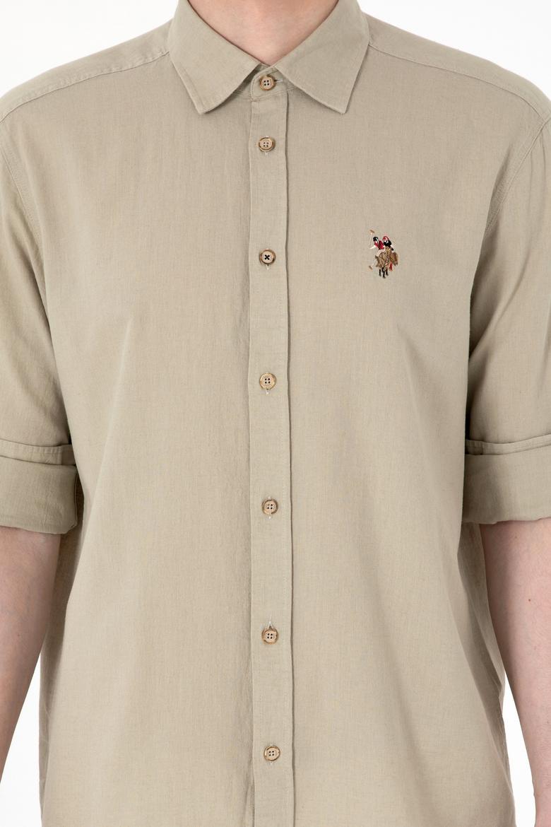 Erkek Haki Uzun Kollu Basic Gömlek - 50297868088