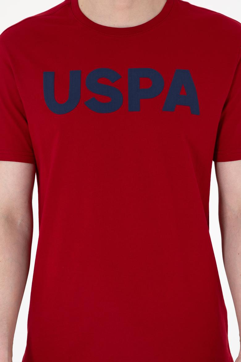 Erkek Regular Fit Bisiklet Yaka Bordo Basic Tişört - 50297988245