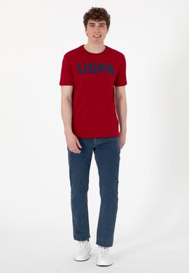 Erkek Regular Fit Bisiklet Yaka Bordo Basic Tişört - 50297988245