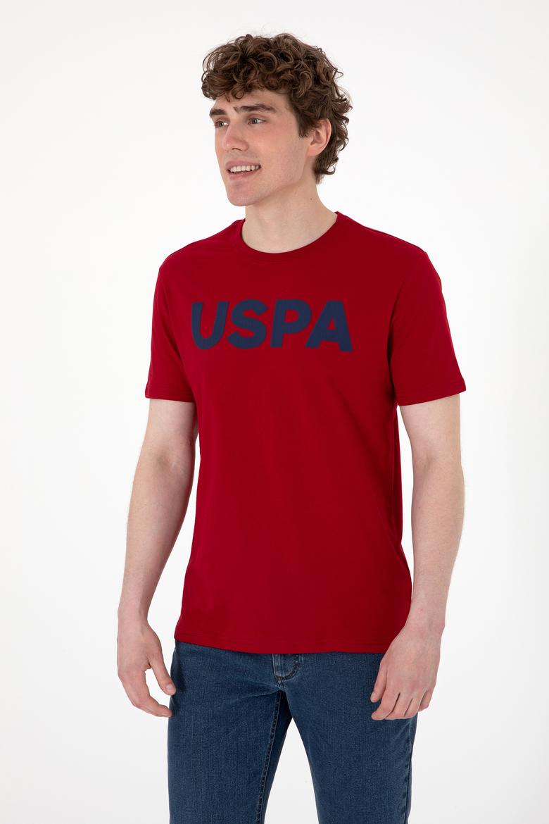 Erkek Regular Fit Bisiklet Yaka Bordo Basic Tişört - 50297988245