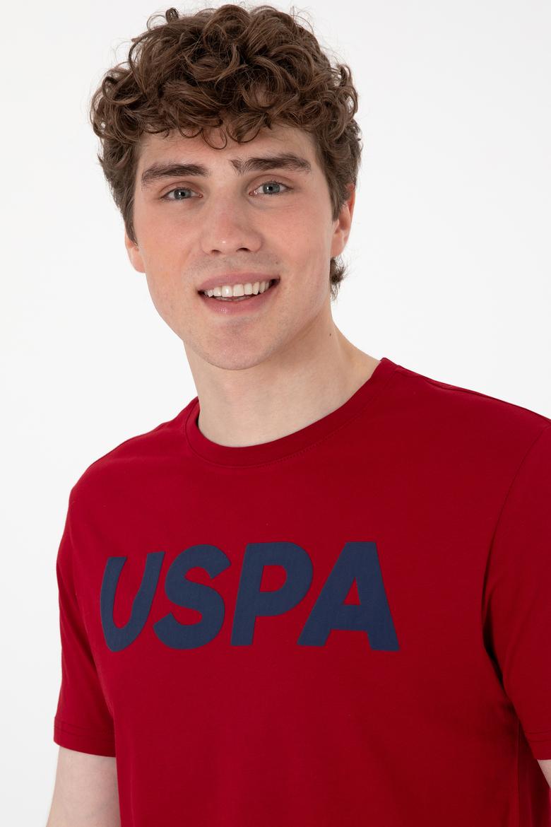 Erkek Regular Fit Bisiklet Yaka Bordo Basic Tişört - 50297988245