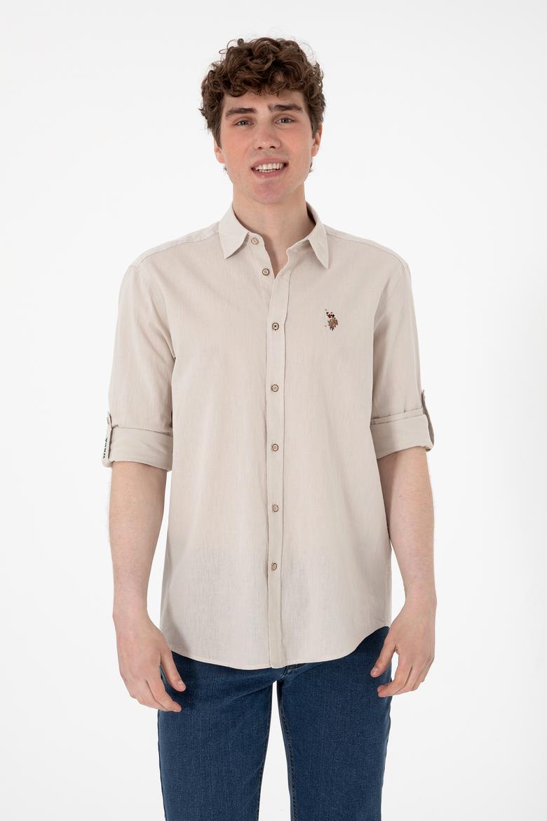 Erkek Taş Uzun Kollu Basic Gömlek